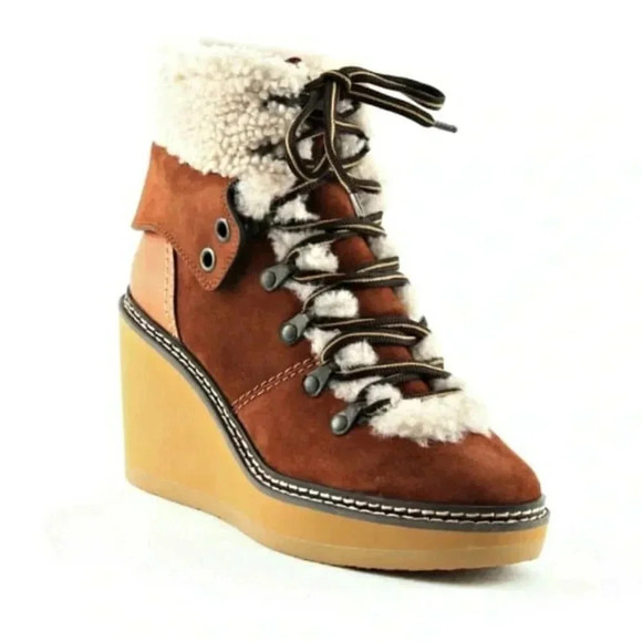 See By Chloe Women's Eileen Suede Shearling Hiking Boot Size 40 EU (MSRP $460) - Picture 1 of 11